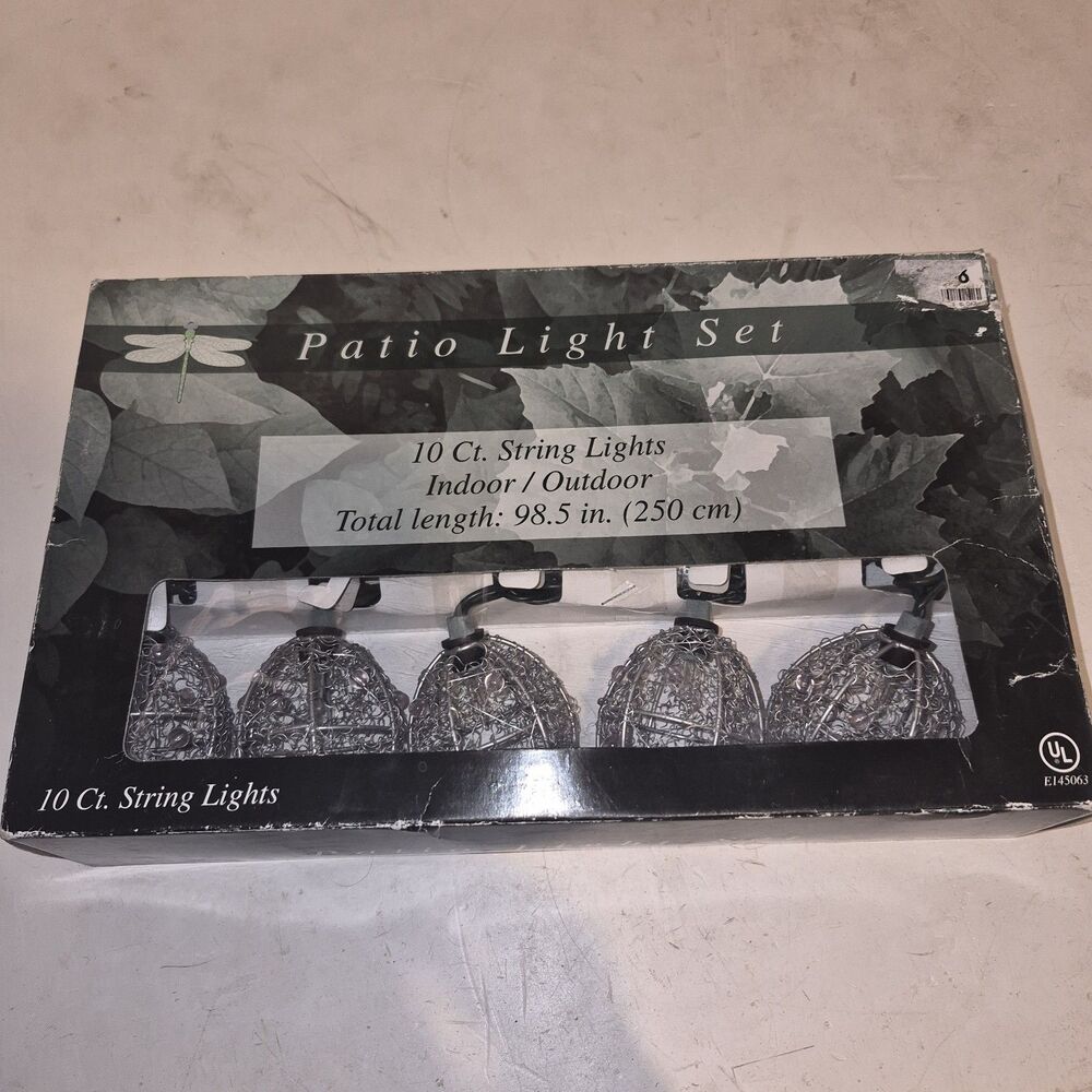 Wire Twist Cage Patio String Light 10 Count 98.5 Inch Length